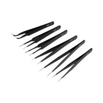 Conjunto De Pinças De Aço Inoxidável Antiestáticas De Precisão Longas ESD 6 Peças Para Reparo De