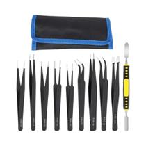 Conjunto De Pinças De Aço Inoxidável Antiestáticas ESD De Precisão, Curvas E Retas, Para Reparos