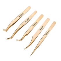 Conjunto de pinças de extensão de cílios Ms.Queen M003 Golden, 5 unidades