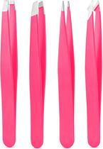 Conjunto de Pinças Derlaier em Aço Inoxidável 4 Peças Rosa