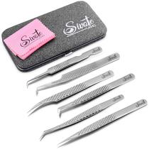 Conjunto de pinças SIVOTE Professional Lash Extension, pacote com 6