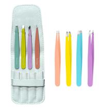 Conjunto de Pinças Sobrancelhas Color 4 Peças + Estojo
