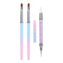 Conjunto de pincéis de arte de unhas AIEX, 3 peças, cabeça redonda e angular com caneta Conjunto de pincéis de arte de unhas AIEX, 3 peças, cabeça redonda e angular com caneta
