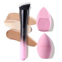 Conjunto de pincéis de maquiagem BAIGISH Flat Top Kabuki com 2 esponjas Conjunto de pincéis de maquiagem BAIGISH Flat Top Kabuki com 2 esponjas