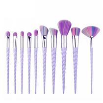 Conjunto De Pincéis De Maquiagem De Unicórnio Colorido 10 Peças Kit De Pincéis De Sombra De Base De