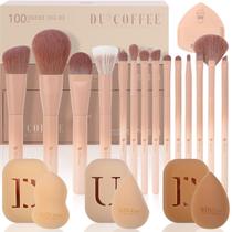Conjunto de pincéis de maquiagem DuCare 14 unidades da série Coffee com esponjas