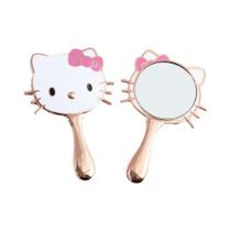 Conjunto De Pincéis De Maquiagem Fofo Para Meninas Hello Kitty Fibra Macia Espelho De Mão Portátil
