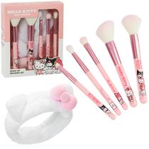 Conjunto de pincéis de maquiagem Hello Kitty Kawaii, faixa fofa, 5 peças