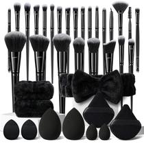 Conjunto de pincéis de maquiagem HGHDBT Black 36 unidades com acessórios