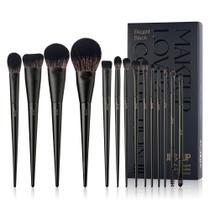 Conjunto de pincéis de maquiagem Jessup T336 14 unidades de fibra sintética preta Conjunto de pincéis de maquiagem Jessup T336 14 unidades de fibra sintética preta