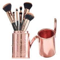 Conjunto de pincéis de maquiagem Kandi Koated com estojo de material sintético em ouro rosa Conjunto de pincéis de maquiagem Kandi Koated com estojo de material sintético em ouro rosa
