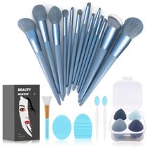 Conjunto de pincéis de maquiagem Koccido, kit de maquiagem de 22 peças com bolsa (azul) Conjunto de pincéis de maquiagem Koccido, kit de maquiagem de 22 peças com bolsa (azul)
