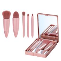 Conjunto de pincéis de maquiagem M J JOMAY Travel, 5 unidades com espelho rosa