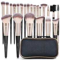 Conjunto de pincéis de maquiagem MAGEFY, 22 unidades com estojo sintético, preto e dourado