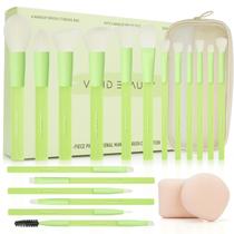 Conjunto de pincéis de maquiagem Vivid Beauty Green 18 unidades com esponjas de liquidificador Conjunto de pincéis de maquiagem Vivid Beauty Green 18 unidades com esponjas de liquidificador