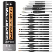 Conjunto de pincéis de pintura Nicpro Miniature Drybrush 21 unidades com recipiente