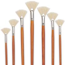 Conjunto de pincéis de pintura para ventilador DUGATO Artist White Hog Bristle 7 unidades Conjunto de pincéis de pintura para ventilador DUGATO Artist White Hog Bristle 7 unidades