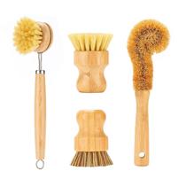 Conjunto de pincéis de prato de bambu SAMEBUTECO 4 em 1 Kitchen Clean
