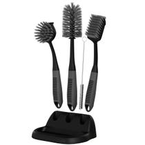 Conjunto de pincéis de prato Trazon com suporte para esfoliante de cozinha, 5 peças