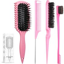 Conjunto de Pincéis Definidores de Cachos LSKHJT 3 Peças Rosa