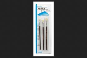 Conjunto de pincéis Linzer Artist nº 0, 2, 4 com cerdas brancas planas Conjunto de pincéis Linzer Artist nº 0, 2, 4 com cerdas brancas planas