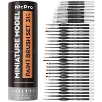 Conjunto de pincéis Nicpro Miniature 31PCS para aquarela a óleo acrílico Conjunto de pincéis Nicpro Miniature 31PCS para aquarela a óleo acrílico