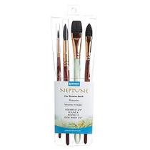 Conjunto de Pincéis para Aquarela, Sintéticos, Série Neptune 4750 com 4 Peças