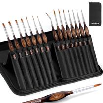 Conjunto de Pincéis para Miniaturas Nicpro 15 Peças com Estojo Conjunto de Pincéis para Miniaturas Nicpro 15 Peças com Estojo