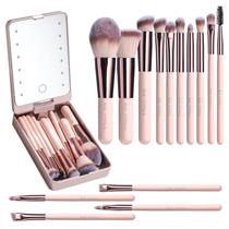 Conjunto de Pincel de Maquiagem BS-MALL Travel com Espelho LED - 14 Peças