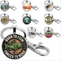 Conjunto de pingentes de chaveiro Fishing Born to Fish Conjunto de pingentes de chaveiro Fishing Born to Fish