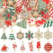 Conjunto de pingentes de Natal Charm Landical, 48 peças de esmalte dourado Conjunto de pingentes de Natal Charm Landical, 48 peças de esmalte dourado