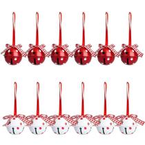 Conjunto de pingentes de sino de Natal HuiMiai, 12 peças grandes, vermelho+branco