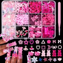 Conjunto de pingentes para unhas Namifin 3D Pink Gummy Bear Butterfly Bow