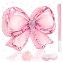 Conjunto de Pinhata Homie Finds Laço Rosa 41x32x8 cm com Máscara e Bastão