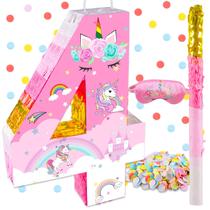 Conjunto de Pinhata Lcoor Unicórnio 40 cm Rosa e Dourado Conjunto de Pinhata Lcoor Unicórnio 40 cm Rosa e Dourado