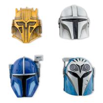 Conjunto de pinos STAR WARS The Mandalorian, capacete de metal 3D de 4 peças Conjunto de pinos STAR WARS The Mandalorian, capacete de metal 3D de 4 peças