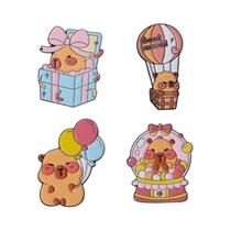 Conjunto De Pins De Esmalte Com Desenhos Animados Fofos De Anime, Capivara, Gato Preto, Dados, Conjunto De Pins De Esmalte Com Desenhos Animados Fofos De Anime, Capivara, Gato Preto, Dados,
