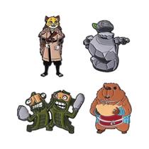 Conjunto De Pins De Esmalte Com Desenhos Animados Fofos De Anime, Capivara, Gato Preto, Dados, Conjunto De Pins De Esmalte Com Desenhos Animados Fofos De Anime, Capivara, Gato Preto, Dados,