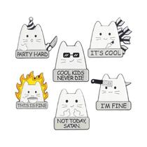 Conjunto De Pins De Esmalte De Gato Preto, Broches De Animais Estilo Punk, Distintivo De Lapela,