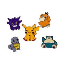 Conjunto De Pins De Esmalte Pokémon Femininos 5 Peças Pikachu Psyduck Gengar Snorlax Broches Conjunto De Pins De Esmalte Pokémon Femininos 5 Peças Pikachu Psyduck Gengar Snorlax Broches