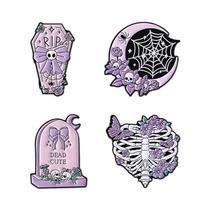 Conjunto De Pins De Esmalte Punk De Halloween: Abóbora, Pato, Capivara, Esqueleto, Gato, Fantasma -