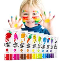Conjunto de pintura a dedo Jar Melo Safe para crianças pequenas, 10 cores, 62 ml Conjunto de pintura a dedo Jar Melo Safe para crianças pequenas, 10 cores, 62 ml