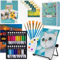 Conjunto de pintura artística Inburit para crianças com 5 painéis de tela, 8 pincéis Conjunto de pintura artística Inburit para crianças com 5 painéis de tela, 8 pincéis