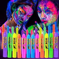 Conjunto de pintura corporal Glow Face, 12 peças de maquiagem UV Black Light