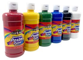 Conjunto de pintura de pôster Cra-Z-Art lavável 473 ml 6 cores 6 garrafas Conjunto de pintura de pôster Cra-Z-Art lavável 473 ml 6 cores 6 garrafas