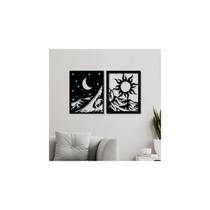 Conjunto de pintura decorativa de paisagem diurna e noturna 32cm x 40cm