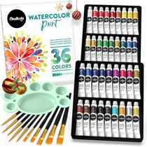 Conjunto de pintura em aquarela Chalkola 36 tubos de 12 mL com pincéis e paleta