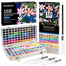 Conjunto de pintura em aquarela MCOOH 168 cores com pincéis e livro