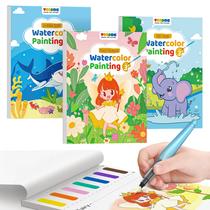 Conjunto de Pintura em Aquarela TECJOE - 3 Livros de Pintura com Água