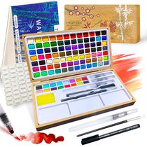 Conjunto de pintura em aquarela TIKSPCAE Caixa de bambu de 100 cores